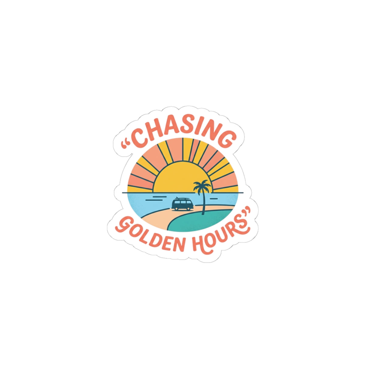 Chasing Golden Hours Kiss-Cut Sticker | summer aesthetic, coastal vibes