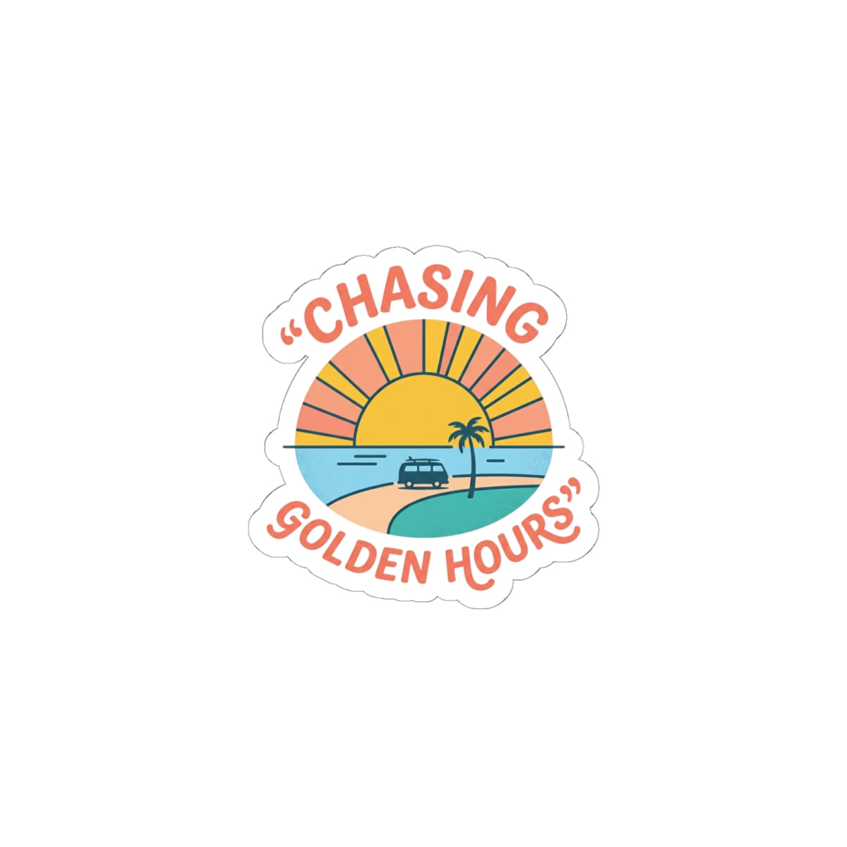 Chasing Golden Hours Kiss-Cut Sticker | summer aesthetic, coastal vibes