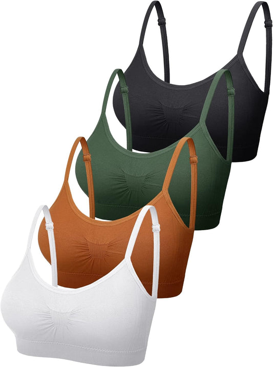 4/12 Pieces Bralette Neck Cami Bra Wireless Tank Top Sports Bra for Women